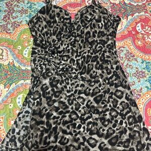 Miraclesuit Black and Gray Leopard One-Piece Swimdress